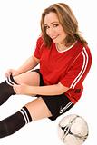 Young woman in soccer uniform