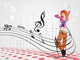 beautifull female silhouette dancing on music background_17, wallpaper