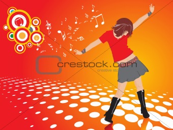 beautifull female silhouette dancing on music background_27, wallpaper