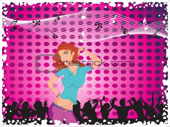beautifull female silhouette dancing on music background_34, wallpaper