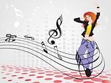 beautifull female silhouette dancing on music background_4, wallpaper