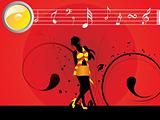 beautifull female silhouette dancing on music background_41, wallpaper