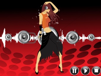 beautifull female silhouette dancing on music background_6, wallpaper