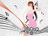 beautifull female silhouette dancing on music background_9, wallpaper