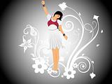 vector dancing girl and floral_5, wallpaper