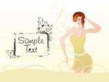 lady dancer with sample text with floral background, illustration