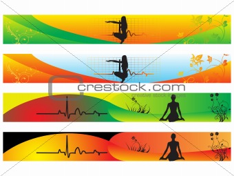 vector web 2.0 banner with medical medical sign set 9