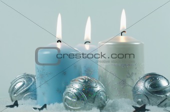 Christmas candlelight in blue tone