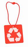 red tag with recycle symbol