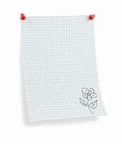 thumbtacked squared paper with flower motif