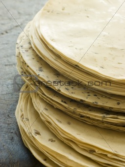 Stack of uncooked Papadoms