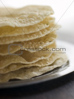 Stack of cooked Papadoms