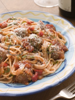 Spaghetti Meatballs in Tomato sauce with Parmesan