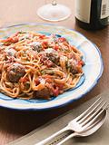 Spaghetti Meatballs in Tomato sauce with Parmesan