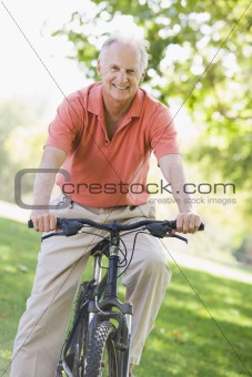 Senior man on cycle ride