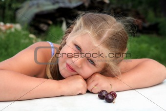 girl with cherry
