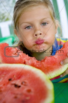 girl and watermelon