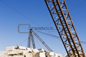 Cranes at marble quarry