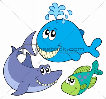 Big fishes collection vector illustration