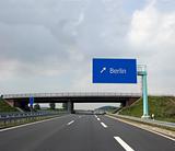 German highway (Autobahn) and direction sign to Berlin