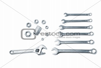 set of spanners isolated on white bacground 