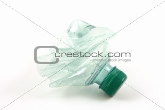 green plastic bottle isolated on white in studio