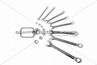 spanners isolated on white abstract idea competition