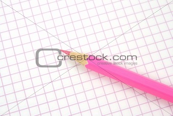 pink pencil on notebook