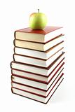 books pyramid with green apple