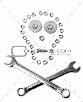 Nuts & bolts danger abstract conposition skull