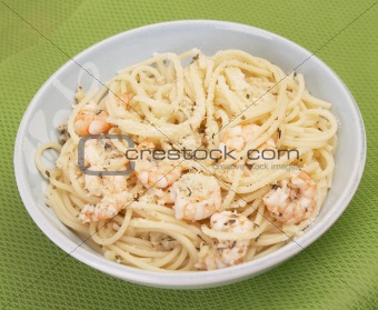 shrimp Spaghetti in Pesto Sauce