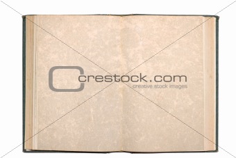 Old open book with blank pages isolated