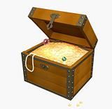 3d wooden box with treasures