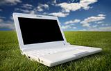 white laptop in nature