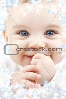 baby with snowflakes