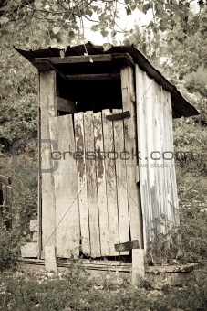 tradtional wooden outside toilet