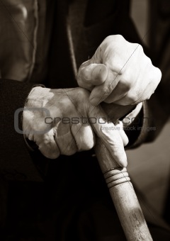 Hands of the elderly man