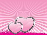 beautifull pink background with two heart, illustration