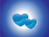 blue background with two heart, illustration