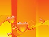 orange background with glossy heart, illustration