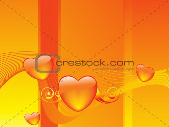 orange background with glossy heart, illustration