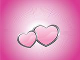 pink background with two heart, illustration