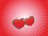 red banner with couple heart, illustration