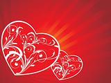 red banner with floral heart, wallpaper