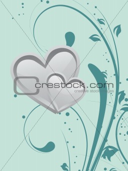 romantic floral background, green wallpaper