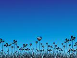 vector love plants with flower blue illustration