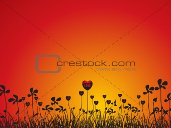 vector love plants with flower red illustration