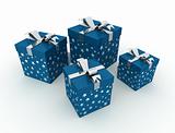 Four blue christmas box 