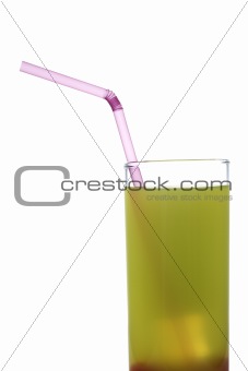 Fresh kiwi juice with cherries and straw