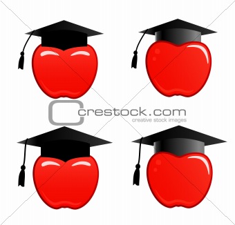 Apple in graduation cap